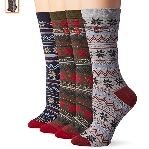 Timberland Accessories - New Timberland Women’s Fair Isle Crew Socks 4pk
